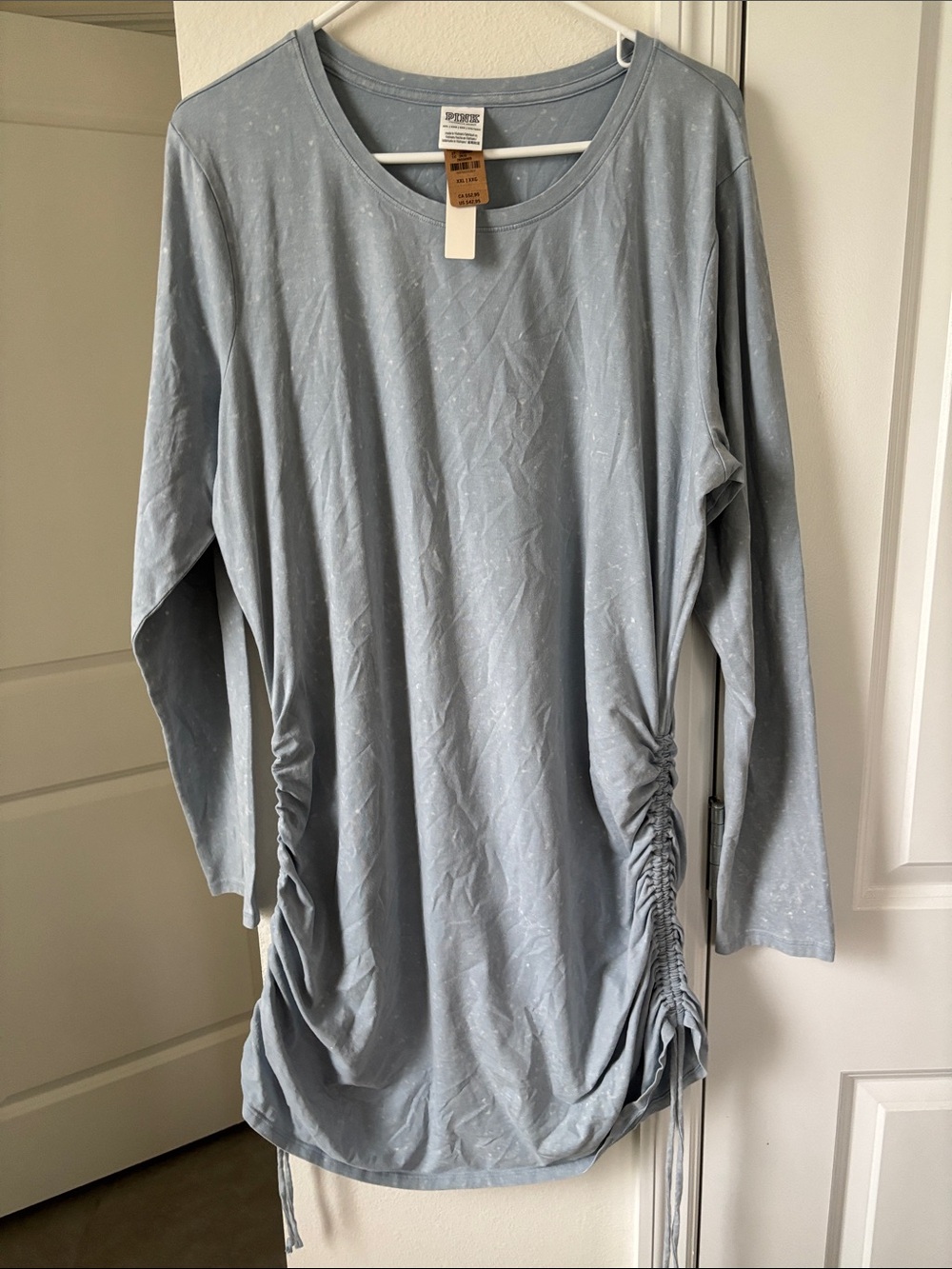 PINK Victoria's Secret Light Blue Long Sleeve Ruched Dress